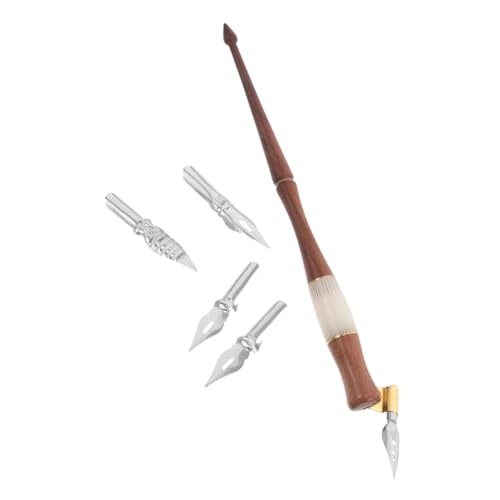 iplusmile 欧州クラシックデザイン斜めディップペン 天然木とクリスタル樹脂製 高精英語書道用 ペン先付き 滑らかなライン描画と快適グリッ