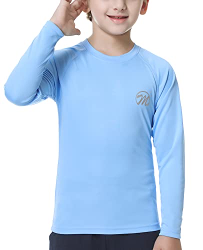 Meetwee Boys Rash Guard Long Sleeve Girl Upf 50+ Sun Protection Shirt Swim Shirts Youth Spf Quick Dry Shirt Swimwear Sunsuits Light Blue Small #TOP23