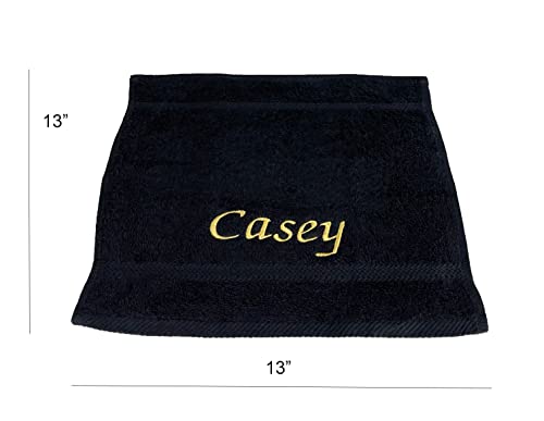 Custom Embroidered Washcloth Towel Set For Body And Face. 100% Soft Cotton Embroidered Makeup Washcloths. Facial And Body Cleansing, Reusable Face And Body Towel Set. Set Of Four. (Black) #TOP2