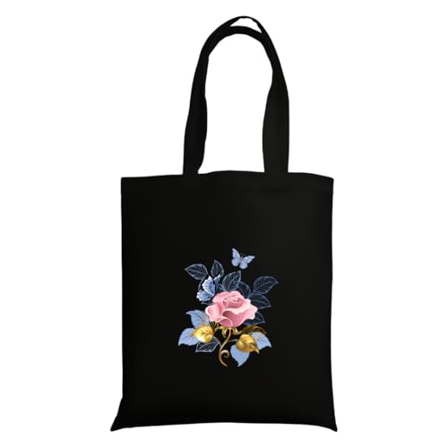 Image of STRUTT Foldable Canvas Tote Bag for Women, Tote Bag for College Girls,100% Organic Cotton Reusable Shopping Bag for Grocery, Eco-Friendly Multi-Purpose Bag for Travel & Daily Use - Pink Rose