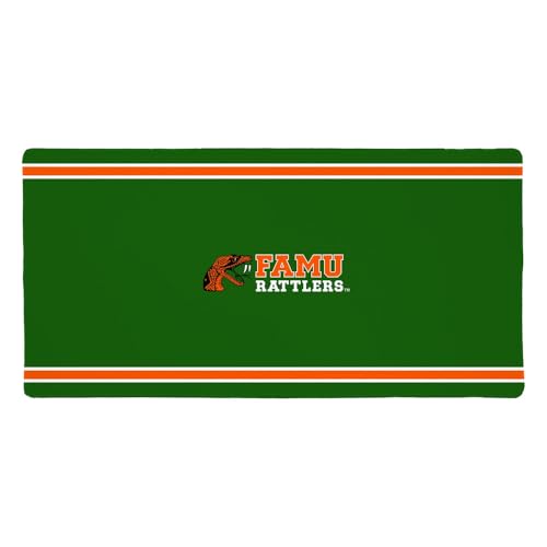 Florida A&M University FAMU Rattlers Primary Logo Stripes Large Gaming Mouse Pad Desk Mat with Stitched Edges, Non-Slip Base for Gamer, Home and Office, 31.5 x 15.7
