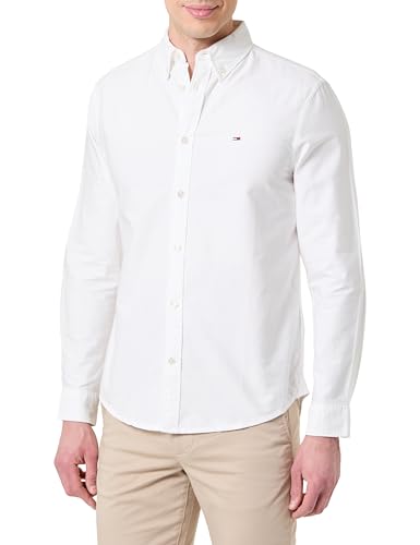 Tommy Jeans TJM Reg Oxford Shirt Ext Dm0Dm22836 Camisa L/S, White (Ecru), S para Hombre