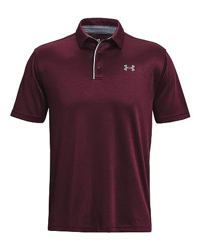 Under Armour Polo De Golf Tech Camiseta, Hombre, 601 Dark Maroon Pitch Gray, M