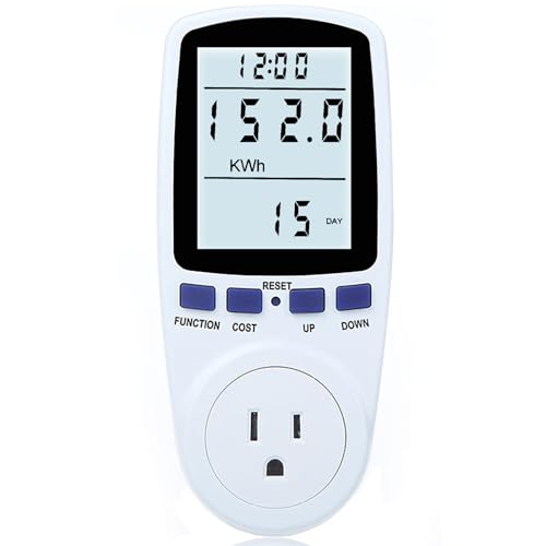 Upgraded Watt Meter Plug in Power Meter Home Energy Monitor Power Consumption Meter, Energy Voltage Amps Kill Tester with White Backlight, Overload Protection, 7 Modes Display