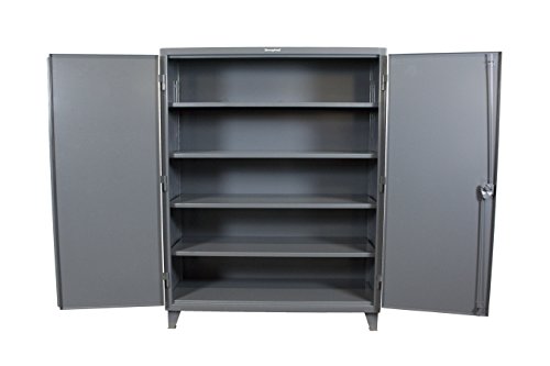 Strong Hold, 60" W x 24" D x 78" H, Industrial Cabinet, Heavy-Duty, Welded and Assembled, 12-Gauge Steel, Dark Gray, 4 Adjustable Shelves with 1,650 lbs. Capacity Each - USA, 56-244 - Thumbnail 2