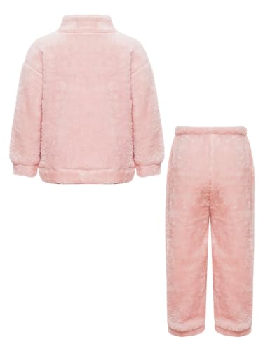 Kids Unisex Fleece Jacket with Pants Suit Winter Sherpa Coat Outerwear with Pocket Warm Flannel Homewear2