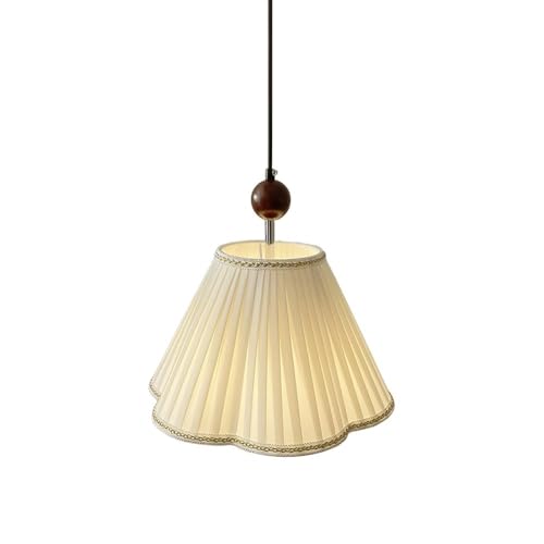 Lámpara colgante de lino y madera noble con acabado vintage artesanal E27 1