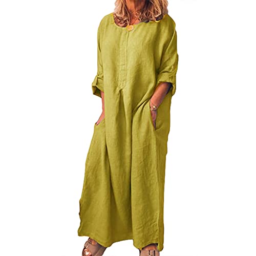 Casual Women Solid Color Oversize Maxi Cotton Linen Long Shirt Dress Oversize Maxi Cotton Linen Long Shirt Dress