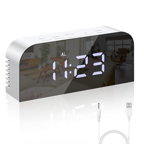 Sveglia Analogica Silenziosa OQIMAX – Funzione Snooze, Lancette Luminose, Luce Notturna, Batteria AA, Bianco