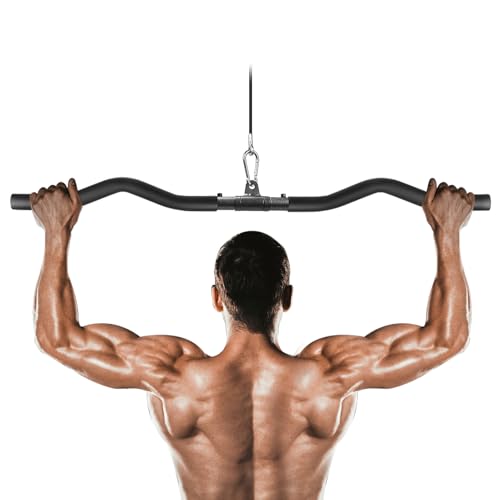 Lyndwin Latzugstange Bizeps Stange Klimmzugstangen Zugstange Muskelzugstange für Zuhause Bodybuilding Crossfit Krafttraining Fitness Gym Sport (37in Gebogen)