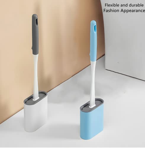 Silicone Toilet Brush And Holder Set,Toilet Bowl Brush For Bathroom Cleaning-Flat Silicone Toilet Scrubber Deep Cleaning Brush With Ventilated Holder And 2 Cleaning Cloth #TOP1
