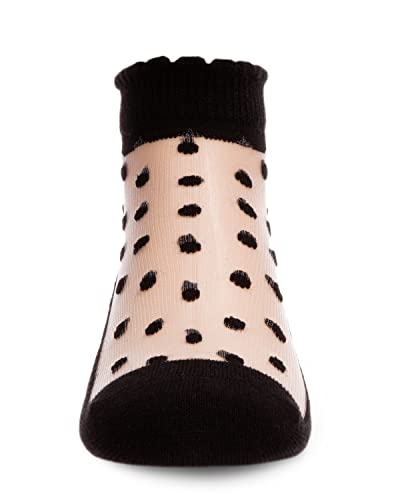 MeMoi Sheer Cotton-Blend Flocked Dot Anklet with Scalloped Cuff2