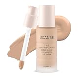 UCANBE 2-IN-1 Foundation + Concealer, Full Coverage Long-Lasting Matte Makeup for Normal, Combination and Oily Skin, Buildable Waterproof Formula with Hyaluronic Acid （07 Medium Beige）