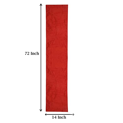 Image of E-EZRA Premium Raw Silk Table Runner for Centre Table / Coffee Table / 4 Seater / 6 Seater Dining Table (72 Inch, Red)
