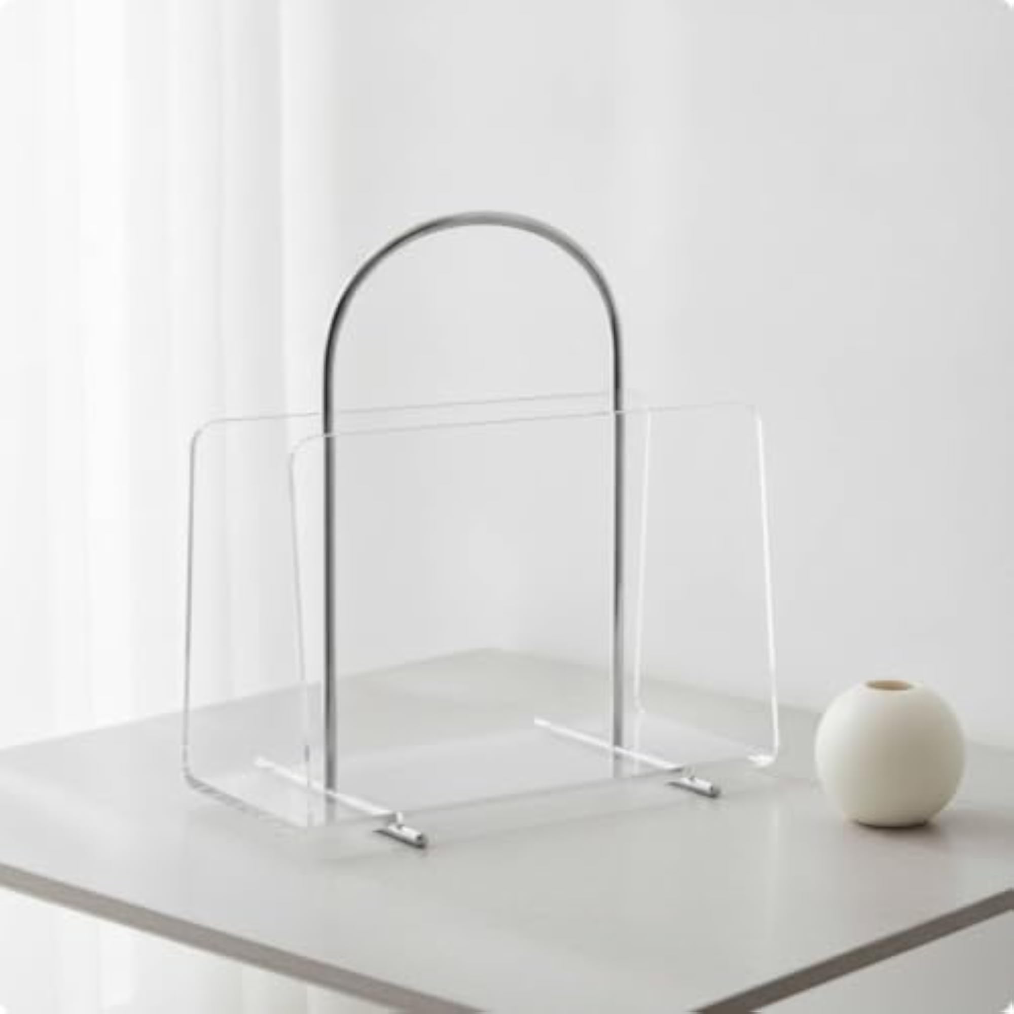 Modern Transparent Acrylic Magazine Rack with Handle