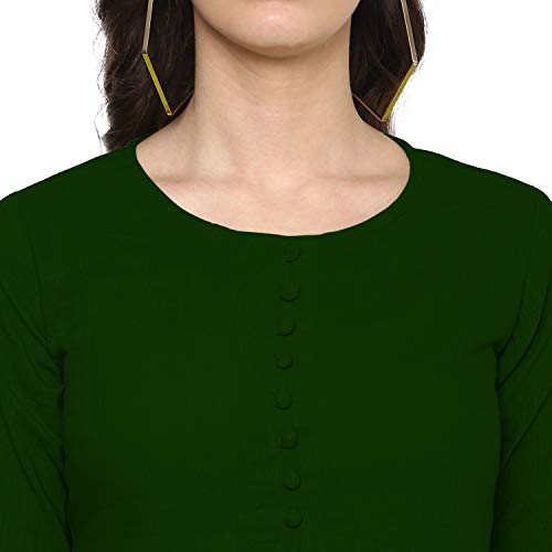 Image of Cotton Plain and Solid Bell Sleeve A-Line Short Round Neck Flared Tunic Top for Girls Women