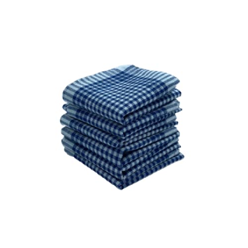 Lot de 6 Mouchoirs de Travail Petits Carreaux Bleu et Blanc 100% Coton 40x40cm Cover