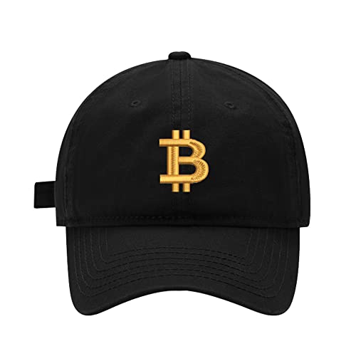 Mens Baseball Caps Bitcoin BTC Embroidered Adjustable Washed Cotton Dad Hat