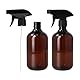 Kioiner 2 Stück Sprühflaschen, 500ml Langlebige Sprühflaschen mit Verstellbarem Sprühkopf für Haushalt, Pflanzen, Garten, Reinigung und Friseur (Braun)