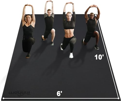 innhom Large Exercise Mat Fitness Mat for Home Gym Workout Gym Mat for Fitness, Floor Exercises, HIIT, Cardio, Gym Work, Equipment Heavy Duty Rubber Flooring for Gym (10“ x 6 innhom Large Exercise Mat Fitness Mat for Home Gym Workout Gym Mat for Fitness, Floor Exercises, HIIT, Cardio, Gym Work, Equipment Heavy Duty Rubber Flooring for Gym (10“ x 6