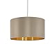 Produktbild EGLO Pendellampe Maserlo, 1 flammige Textil Pendelleuchte, Hängeleuchte aus Stahl und Stoff, Farbe: Nickel matt, taupe, gold, Fassung: E27, Ø: 38 cm