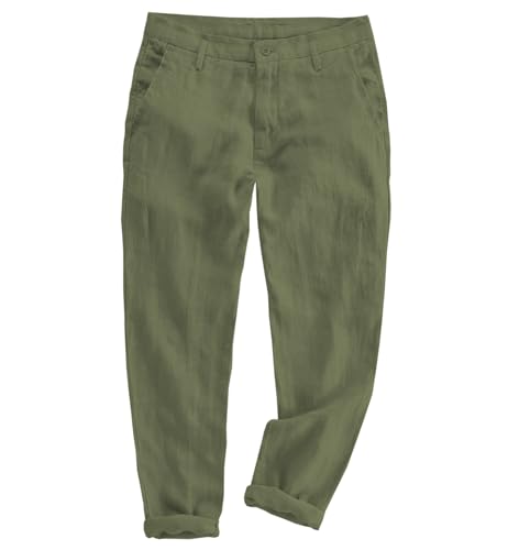 Men's Fit Pants Linen Casual Business Slim Pants Lightweight with Pockets2