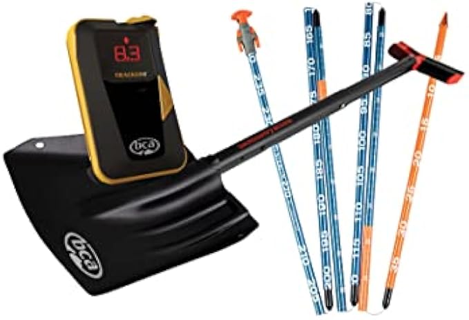 BCA Backcountry Access T4 Turbo Avalanche Beacon Kit Rescue Package - Includes The Tracker 4 Transceiver, 300 Centimeter Avalanche Probe, and Shovel with Saw.