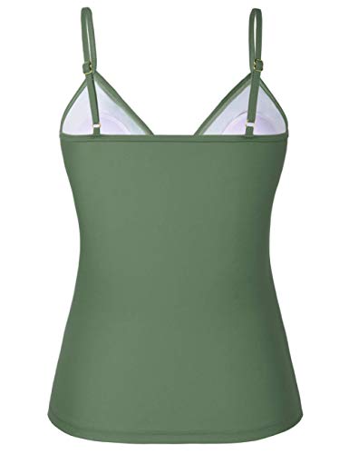 Image of Hilor Women's Tankini Tops Shirred Ruffled Swimsuits V Neck Swimwear Top