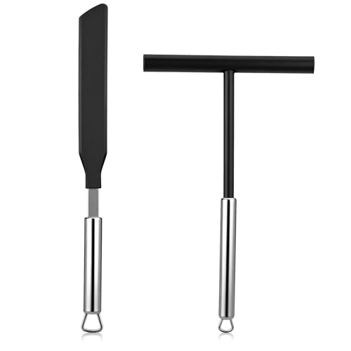 2 Stück Crepes Verteiler Und Spatel Edelstahl Crepe Teigverteiler Wender Crepes Zubehör Set Edelstahl Und Pfannkuchenwender Silikon Teigverteiler Für Crepe Küche Backen Kochen Backwerkzeuge