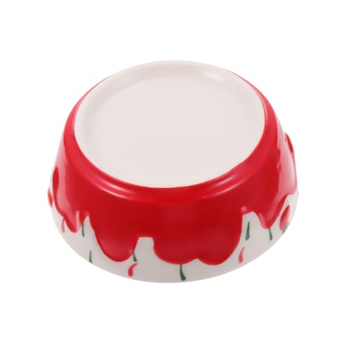 BESPORTBLE 1Pc Ceramic Feeding Bowl for Small Pets Heavy Duty Non Tip Design for Guinea Pigs Hamsters and Chinchillas Easy to Clean Versatile for Food and Water Use Strawberry