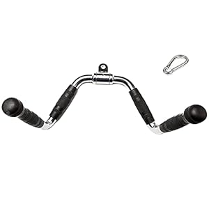 Home Gym LAT Pulldown Attachments,Cable Machine Attachment Bar with Rubber Grips and Rotating Curl Bar,Triceps Back Muscle Exercise,Accessories for Fitness Equipment