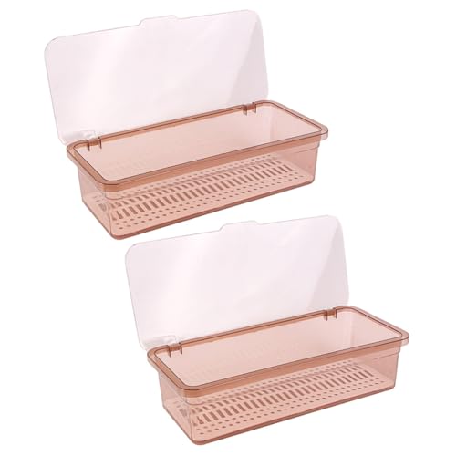 Lurrose 2 piezas Caja Organizadora para Utensilios de Cocina Soporte para Palillos y Cubiertos Recipiente Rectangular Apilable con Orificios de Drenaje Material PP Resistente Ahorro de