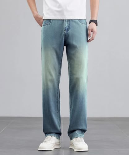 Summer Business Casual Ice Silk Jeans Men's Straight Denim Pants3