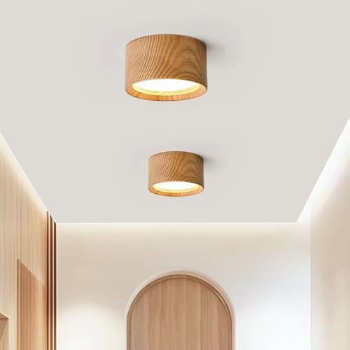 Downlight LED de superficie con acabado grano de madera lámpara de techo circular 100mm 7