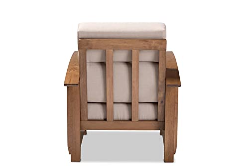 Sillón moderno tapizado en tela taupe miniatura 7