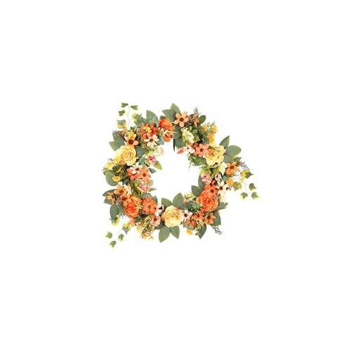 Couronne de fleurs Noël haut de gamme décoration suspendue porte extérieure 2x