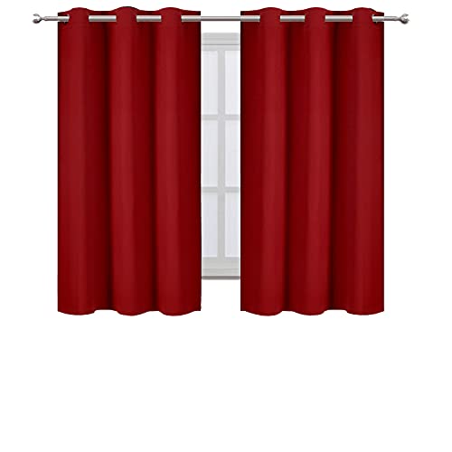 Image of LEMOMO Red Blackout Curtains 42 x 54 Inch Length Set of 2 Panels Grommet Bedroom Curtains for Living Room