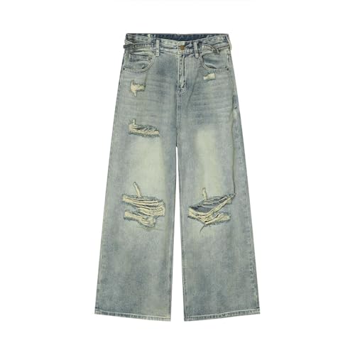 Summer Loose Hip Hop High Street Floor Pants Piercing Jeans Men and Women L Mens Pants