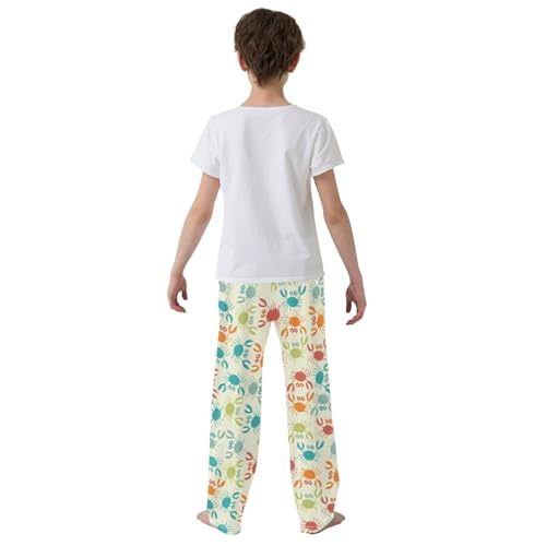 ZZXXB Colorful Crab Boys Long Pants Soft Trousers Elastic Waist Kids Lounge Bottoms with Pockets S-XL3