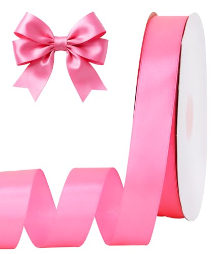 TONIFUL 1 Inch x 100yds Dark Pink Satin Ribbon for Crafts, Gift Wrapping