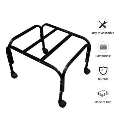 Image of Mumma's LIFE Heavy-Duty Cooler Stand with Wheels | Metal Trolley for Home & Outdoor | Rust-Resistant Black Finish | 360 Rotating Wheels | 100kg Load Capacity | Cooler Movable Stand (Black)