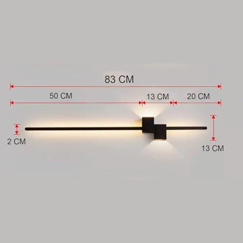 Image of Artica Black Linear LED Long Tube Wall Light | 83CM Up & Down Light Wall Lamp for Bedroom, Bedside, Living Room, Hallway - Modern Sleek Design