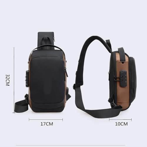 Carbon Fiber Streamline Anti-Theft Sling Bag, USB Charging Sport Sling,Waterproof Shoulder Backpack. (gold)2