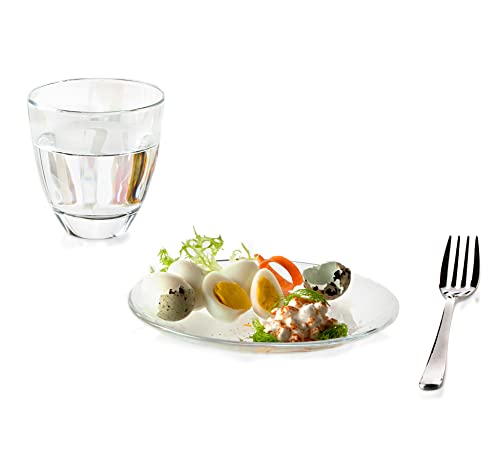 Barski Glass Dessert Plate - Set Of 6 Plates - For - Salad - Dessert - Appetizer - Designed - 6" Diameter - Made In Europe #TOP1