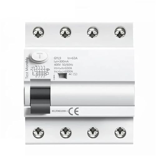 Disjoncteur différentiel GYL9 AC 4P interrupteur protection fuite terre triphasé 100A 30mA