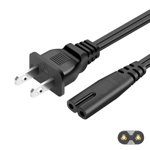 [UL Listed] TV Power Cord 12Ft(3.6m) for Samsung TCL Roku Sony LG Apple PS5 PS4 Xbox One S/X Hisense Insignia Sharp Toshiba Wall Mount 4k 8k Panasonic 2 Prong Speaker Charger Extra Long(7A 125V)