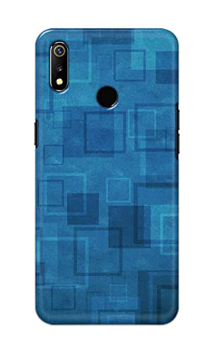 Image of Printed Hard Back Cover Case for Realme 3 | Realme 3i Back Cover (Plain Azure Blue) -1302