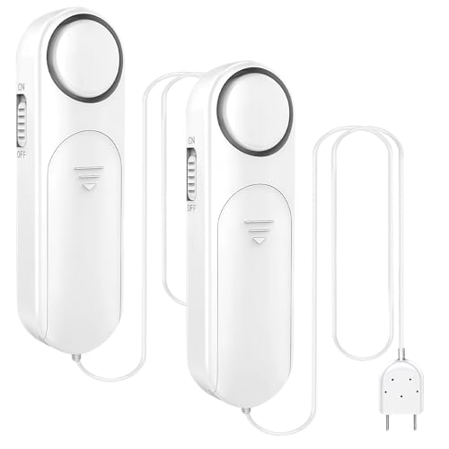 GOEDCH Detector de Fugas de Agua WiFi: 2 Alarma de Sensor de 100 dB, Alerta Aplicación, Sensor de Agua Inteligente para Tuberías, Cocinas, Baños, Sótano, Nivel Agua Detector Perdida