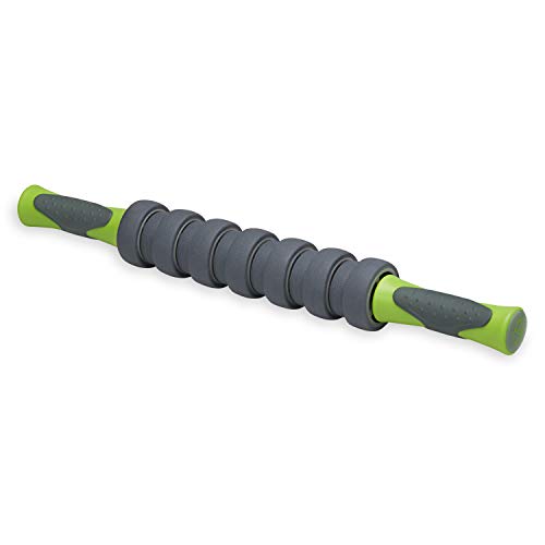 Gaiam Restore Massage Stick Roller - 18 Inch Muscle Massager with Soft Massaging Rings for Full Body Pain Relief, Myofascial Release, Trigger Points on Legs, Arms, Back