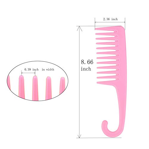 3 Pack Wide Teeth Combs Shower Comb With Hook, Large Hair Detangling Comb Detangler Hair Brush Comb For Curly Hair, Long Hair, Wet Hair (Pink, Black, Purple) #TOP1